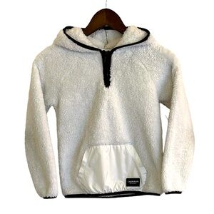 Calvin Klein performance white fleece quarter zip hooded jacket, girls M